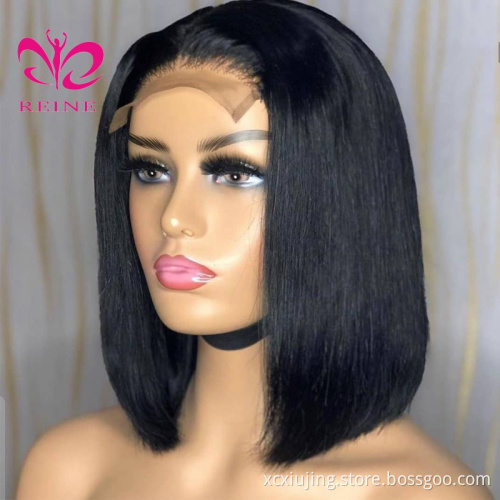 4x4 Bob Lace Closure Wig Indian Straight and Curly Human Hair for Black Women  double drawn human hair wig Blunt Cut Bob Wig